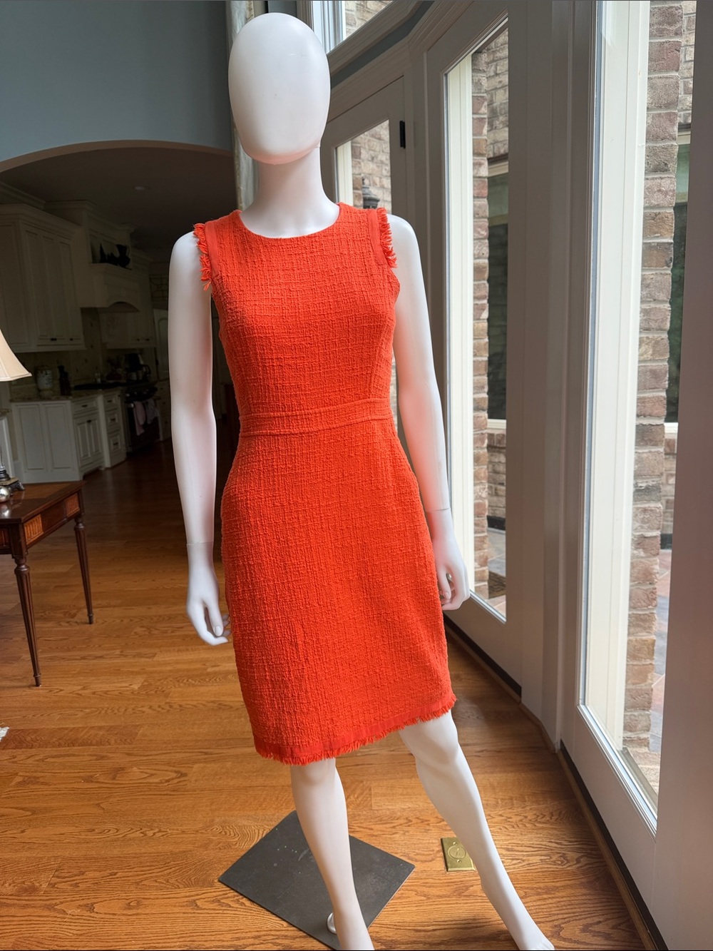 J. Crew Bright Orange Tweed Sleeveless Sheath Dress